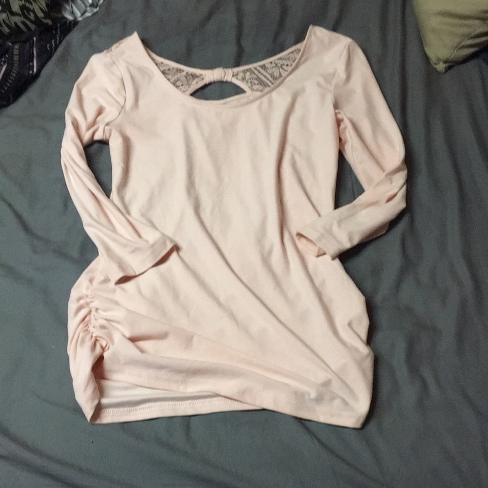Soft light pink long sleeve blouse